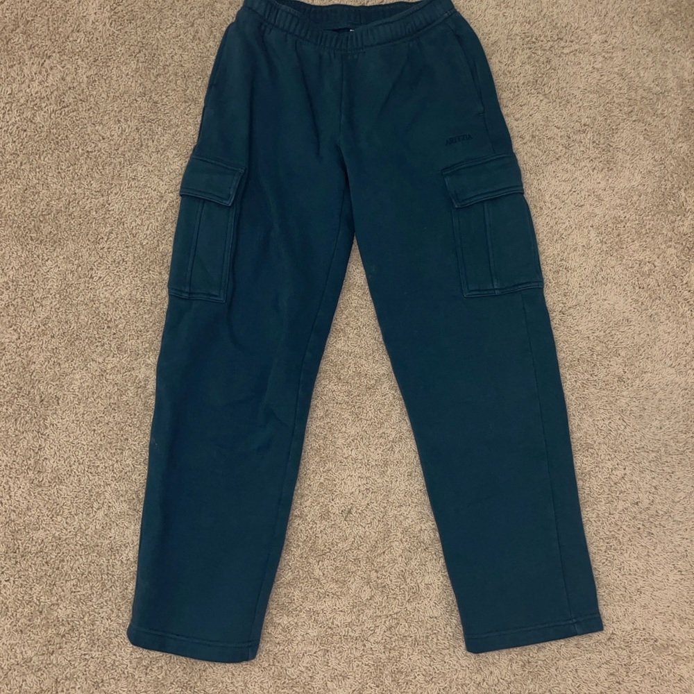 Aritzia Green Straight Leg Pants with Relaxed Fit